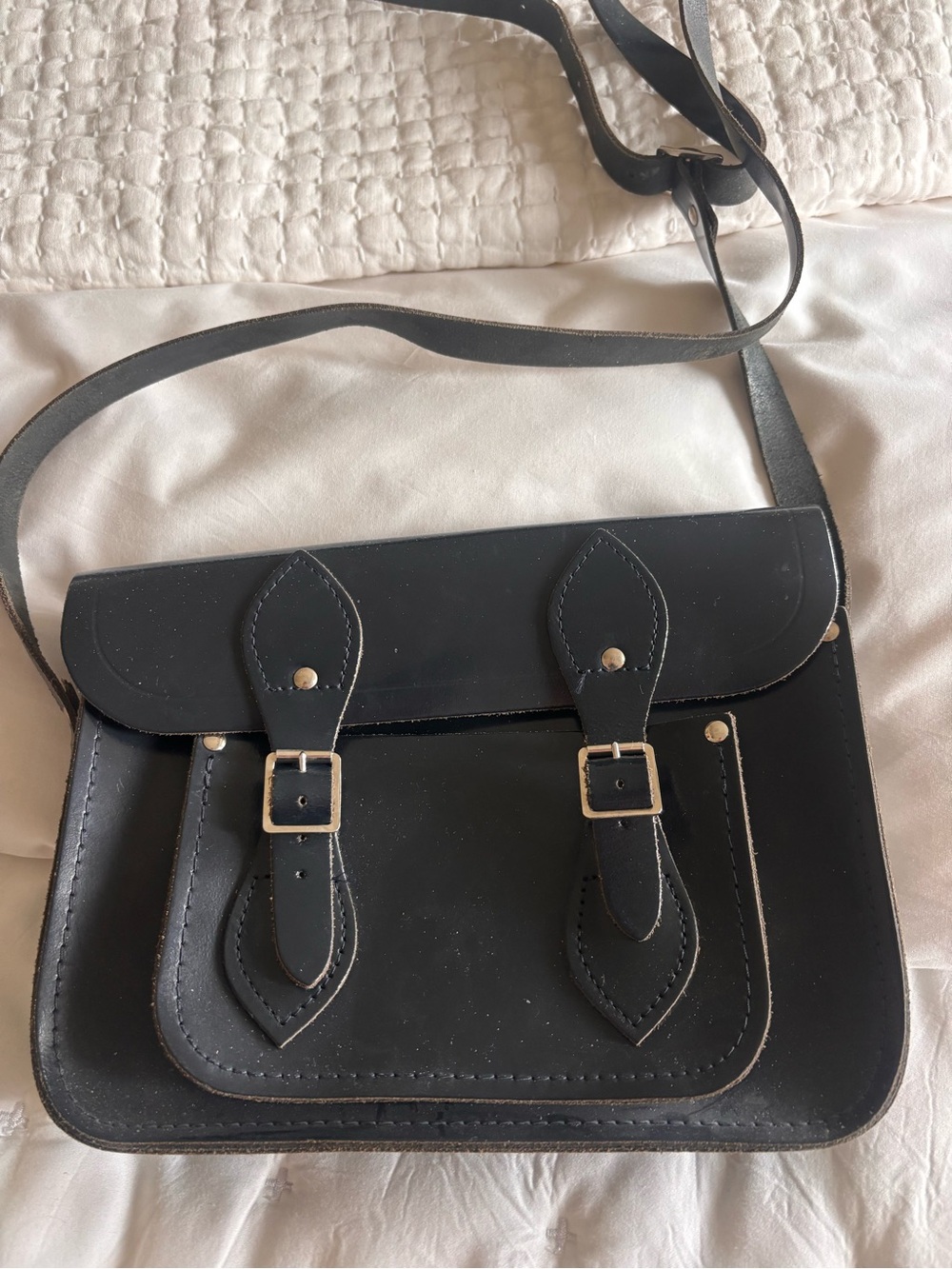 The Cambridge Satchel Company Navy Blue Leather Crossbody Satchel